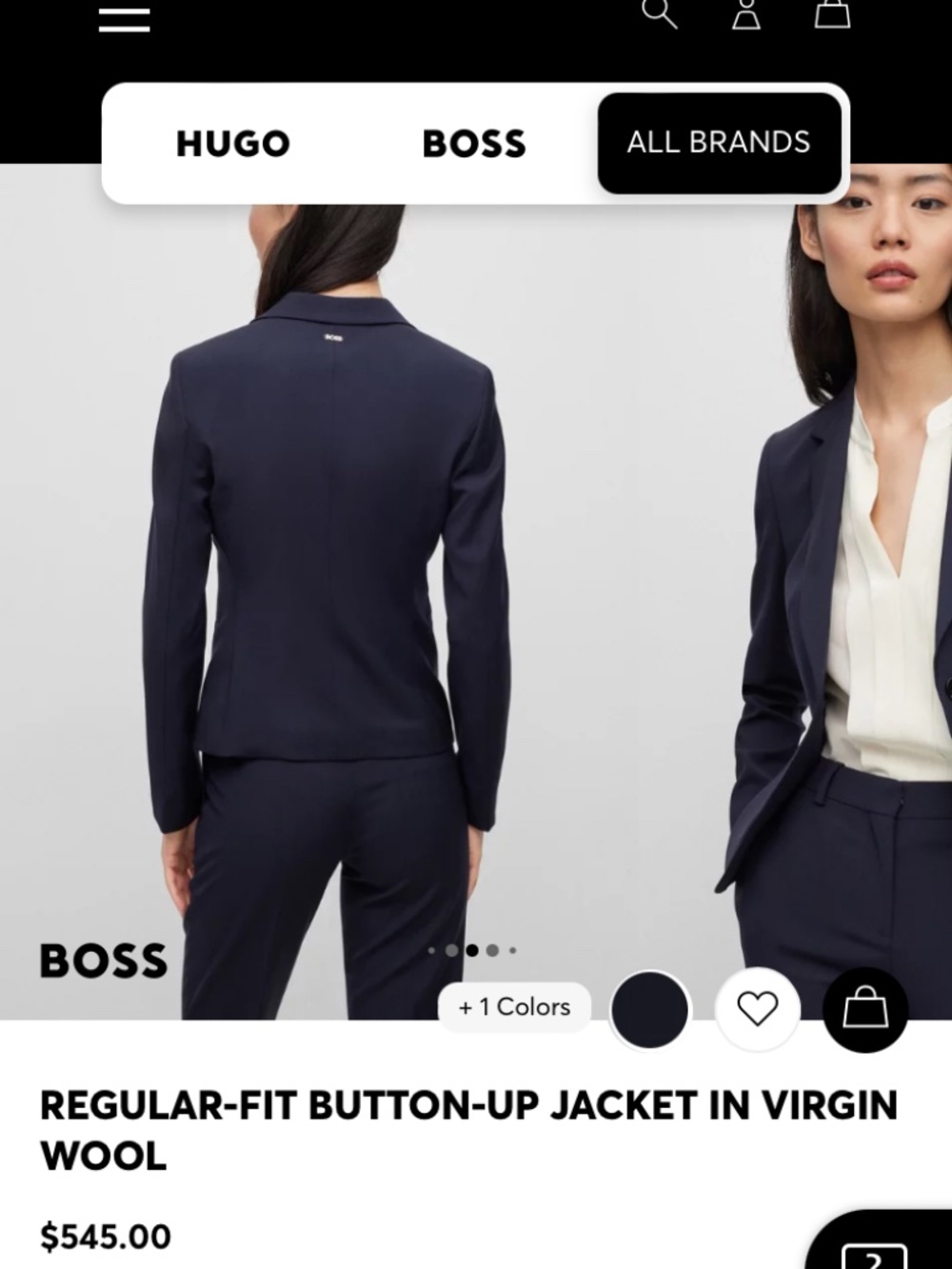 Hugo Boss gaberdine blazer - size 6, navy